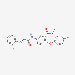molecular formula C23H19FN2O4 B2356719 N-(8,10-二甲基-11-氧代-10,11-二氢二苯并[b,f][1,4]恶杂环-2-基)-2-(2-氟苯氧基)乙酰胺 CAS No. 922135-92-0