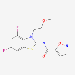 molecular formula C14H11F2N3O3S B2356721 (Z)-N-(4,6-二氟-3-(2-甲氧基乙基)苯并[d]噻唑-2(3H)-亚基)异恶唑-5-甲酰胺 CAS No. 1006998-87-3