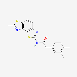 molecular formula C19H17N3OS2 B2356724 2-(3,4-dimethylphenyl)-N-(7-methylbenzo[1,2-d:3,4-d']bis(thiazole)-2-yl)acetamide CAS No. 921788-21-8