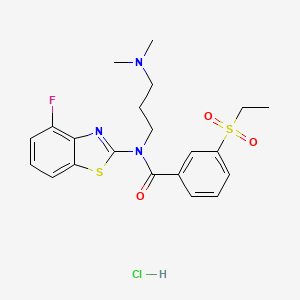 molecular formula C21H25ClFN3O3S2 B2356732 N-(3-(dimethylamino)propyl)-3-(ethylsulfonyl)-N-(4-fluorobenzo[d]thiazol-2-yl)benzamide hydrochloride CAS No. 1215357-33-7