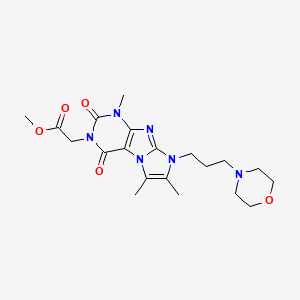 molecular formula C20H28N6O5 B2356733 methyl 2-(1,6,7-trimethyl-8-(3-morpholinopropyl)-2,4-dioxo-1H-imidazo[2,1-f]purin-3(2H,4H,8H)-yl)acetate CAS No. 938790-65-9