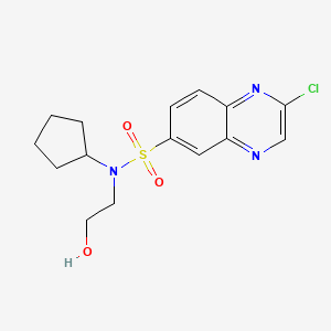 molecular formula C15H18ClN3O3S B2356734 2-chloro-N-cyclopentyl-N-(2-hydroxyethyl)quinoxaline-6-sulfonamide CAS No. 1797761-27-3