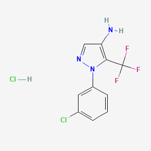 molecular formula C10H8Cl2F3N3 B2356735 1-(3-Chlorophenyl)-5-(trifluoromethyl)pyrazol-4-amine;hydrochloride CAS No. 2402829-12-1