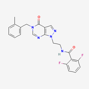 molecular formula C22H19F2N5O2 B2356738 2,6-difluoro-N-(2-(5-(2-methylbenzyl)-4-oxo-4,5-dihydro-1H-pyrazolo[3,4-d]pyrimidin-1-yl)ethyl)benzamide CAS No. 922117-40-6