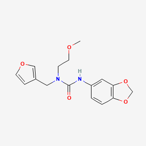molecular formula C16H18N2O5 B2356748 3-(Benzo[d][1,3]dioxol-5-yl)-1-(furan-3-ylmethyl)-1-(2-methoxyethyl)urea CAS No. 1421497-00-8