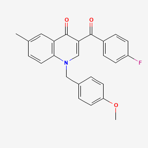 molecular formula C25H20FNO3 B2356753 3-(4-Fluorobenzoyl)-1-[(4-methoxyphenyl)methyl]-6-methyl-1,4-dihydroquinolin-4-one CAS No. 904434-11-3