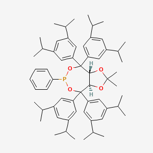 molecular formula C61H81O4P B2356755 (3aR,8aR)-4,4,8,8-tetrakis[3,5-di(propan-2-yl)phenyl]-2,2-dimethyl-6-phenyl-3a,8a-dihydro-[1,3]dioxolo[4,5-e][1,3,2]dioxaphosphepine CAS No. 1361146-90-8
