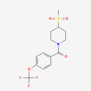 molecular formula C14H16F3NO4S B2356763 (4-(Methylsulfonyl)piperidin-1-yl)(4-(trifluoromethoxy)phenyl)methanone CAS No. 1706372-82-8