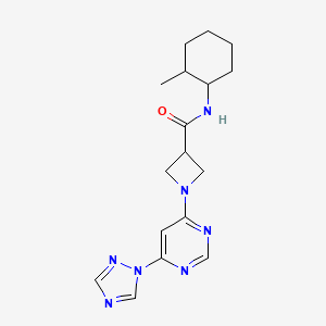 molecular formula C17H23N7O B2356764 1-(6-(1H-1,2,4-triazol-1-yl)pyrimidin-4-yl)-N-(2-methylcyclohexyl)azetidine-3-carboxamide CAS No. 2034478-37-8