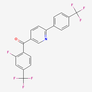 molecular formula C20H10F7NO B2356765 {6-[4-(Trifluormethyl)phenyl]-3-pyridinyl}[2-Fluor-4-(trifluormethyl)phenyl]methanon CAS No. 900015-46-5