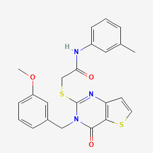 molecular formula C23H21N3O3S2 B2356770 2-{[3-(3-methoxybenzyl)-4-oxo-3,4-dihydrothieno[3,2-d]pyrimidin-2-yl]sulfanyl}-N-(3-methylphenyl)acetamide CAS No. 1252929-96-6