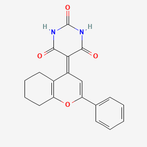 molecular formula C19H16N2O4 B2356772 5-(2-phenyl-5,6,7,8-tetrahydro-4H-chromen-4-ylidene)pyrimidine-2,4,6(1H,3H,5H)-trione CAS No. 670247-35-5