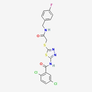 molecular formula C18H13Cl2FN4O2S2 B2356781 2,5-dichloro-N-(5-((2-((4-fluorobenzyl)amino)-2-oxoethyl)thio)-1,3,4-thiadiazol-2-yl)benzamide CAS No. 868976-62-9