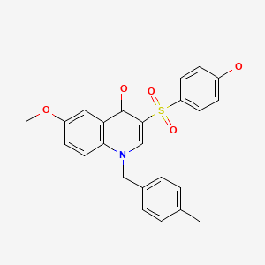 molecular formula C25H23NO5S B2356785 6-甲氧基-3-(4-甲氧基苯基)磺酰基-1-[(4-甲基苯基)甲基]喹啉-4-酮 CAS No. 872198-99-7