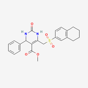 molecular formula C23H24N2O5S B2356796 Methyl 2-oxo-4-phenyl-6-(((5,6,7,8-tetrahydronaphthalen-2-yl)sulfonyl)methyl)-1,2,3,4-tetrahydropyrimidine-5-carboxylate CAS No. 900012-97-7