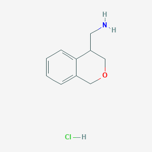 molecular formula C10H14ClNO B2356797 3,4-二氢-1H-异色满-4-基甲胺；盐酸盐 CAS No. 2260937-67-3