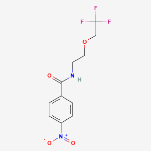 molecular formula C11H11F3N2O4 B2356800 4-nitro-N-[2-(2,2,2-trifluoroethoxy)ethyl]benzamide CAS No. 727674-57-9