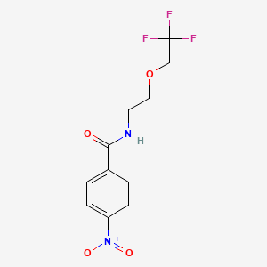 molecular formula C11H11F3N2O4 B2356800 4-ニトロ-N-[2-(2,2,2-トリフルオロエトキシ)エチル]ベンザミド CAS No. 727674-57-9