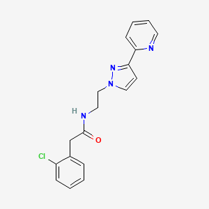 molecular formula C18H17ClN4O B2356804 2-(2-chlorophenyl)-N-(2-(3-(pyridin-2-yl)-1H-pyrazol-1-yl)ethyl)acetamide CAS No. 1448036-86-9