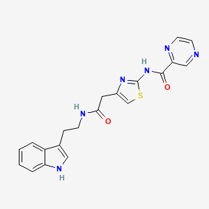 molecular formula C20H18N6O2S B2356820 N-(4-(2-((2-(1H-indol-3-yl)ethyl)amino)-2-oxoethyl)thiazol-2-yl)pyrazine-2-carboxamide CAS No. 1211827-39-2
