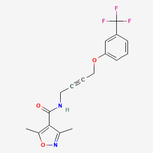 molecular formula C17H15F3N2O3 B2356827 3,5-dimethyl-N-(4-(3-(trifluoromethyl)phenoxy)but-2-yn-1-yl)isoxazole-4-carboxamide CAS No. 1421453-79-3
