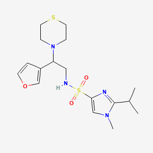 molecular formula C17H26N4O3S2 B2356828 N-(2-(furan-3-yl)-2-thiomorpholinoethyl)-2-isopropyl-1-methyl-1H-imidazole-4-sulfonamide CAS No. 2034343-64-9