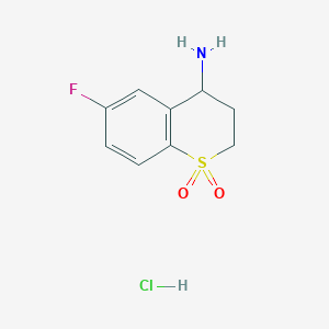 molecular formula C9H11ClFNO2S B2356829 6-fluoro-1,1-dioxo-3,4-dihydro-2H-thiochromen-4-amine;hydrochloride CAS No. 1191908-73-2