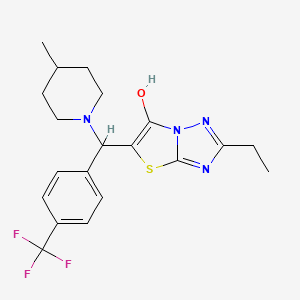 molecular formula C20H23F3N4OS B2356830 2-乙基-5-((4-甲基哌啶-1-基)(4-(三氟甲基)苯基)甲基)噻唑并[3,2-b][1,2,4]三唑-6-醇 CAS No. 886906-03-2