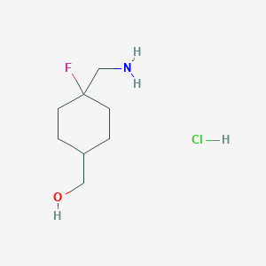 molecular formula C8H17ClFNO B2356845 [4-(氨甲基)-4-氟环己基]甲醇；盐酸盐 CAS No. 2408972-03-0