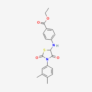 molecular formula C20H20N2O4S B2356852 4-{[3-(3,4-二甲基苯基)-2,4-二氧代-1,3-噻唑烷-5-基]氨基}苯甲酸乙酯 CAS No. 1008961-75-8