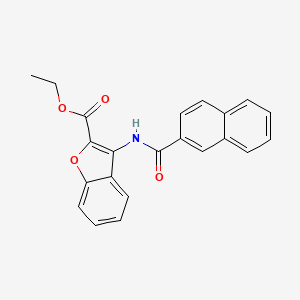 molecular formula C22H17NO4 B2356855 Ethyl 3-(naphthalene-2-carbonylamino)-1-benzofuran-2-carboxylate CAS No. 477500-45-1