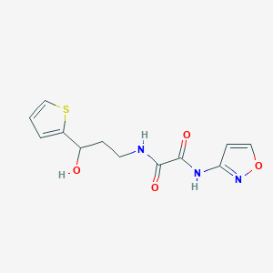 molecular formula C12H13N3O4S B2356860 N1-(3-hydroxy-3-(thiophen-2-yl)propyl)-N2-(isoxazol-3-yl)oxalamide CAS No. 1421453-98-6