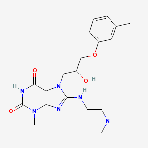 molecular formula C20H28N6O4 B2356867 8-((2-(二甲氨基)乙基)氨基)-7-(2-羟基-3-(间甲苯氧基)丙基)-3-甲基-1H-嘌呤-2,6(3H,7H)-二酮 CAS No. 850231-52-6