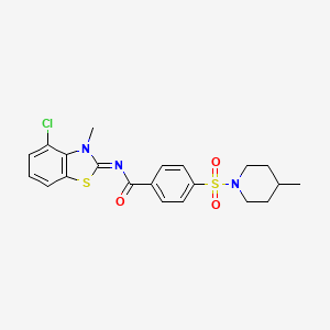 molecular formula C21H22ClN3O3S2 B2356873 N-(4-chloro-3-methyl-1,3-benzothiazol-2-ylidene)-4-(4-methylpiperidin-1-yl)sulfonylbenzamide CAS No. 850911-17-0