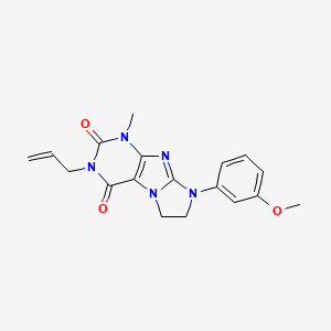 molecular formula C18H19N5O3 B2356886 6-(3-Methoxyphenyl)-4-methyl-2-prop-2-enyl-7,8-dihydropurino[7,8-a]imidazole-1,3-dione CAS No. 893948-53-3