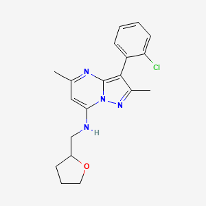 molecular formula C19H21ClN4O B2356889 3-(2-chlorophenyl)-2,5-dimethyl-N-(oxolan-2-ylmethyl)pyrazolo[1,5-a]pyrimidin-7-amine CAS No. 900297-47-4