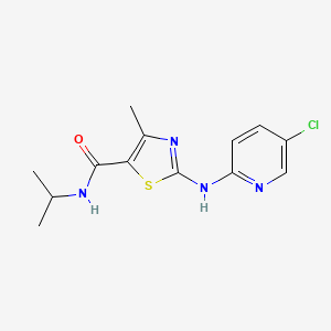 molecular formula C13H15ClN4OS B2356891 2-[(5-chloropyridin-2-yl)amino]-4-methyl-N-(propan-2-yl)-1,3-thiazole-5-carboxamide CAS No. 1351827-55-8