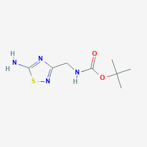 molecular formula C8H14N4O2S B2356893 Tert-butyl N-[(5-amino-1,2,4-thiadiazol-3-yl)methyl]carbamate CAS No. 2411271-04-8