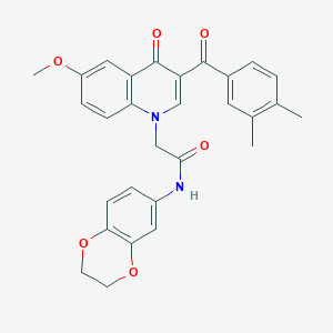 molecular formula C29H26N2O6 B2356898 N-(2,3-dihydro-1,4-benzodioxin-6-yl)-2-[3-(3,4-dimethylbenzoyl)-6-methoxy-4-oxo-1,4-dihydroquinolin-1-yl]acetamide CAS No. 866349-69-1