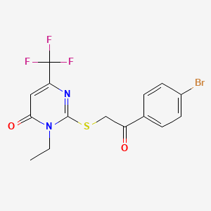molecular formula C15H12BrF3N2O2S B2356899 2-{[2-(4-溴苯基)-2-氧代乙基]硫代}-3-乙基-6-(三氟甲基)-4(3H)-嘧啶酮 CAS No. 866049-81-2