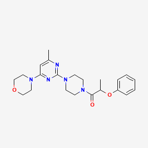 molecular formula C22H29N5O3 B2356900 4-{6-Methyl-2-[4-(2-phenoxypropanoyl)piperazin-1-yl]pyrimidin-4-yl}morpholine CAS No. 923246-21-3