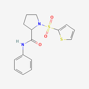 molecular formula C15H16N2O3S2 B2356916 N-phenyl-1-(thiophen-2-ylsulfonyl)pyrrolidine-2-carboxamide CAS No. 1008668-15-2