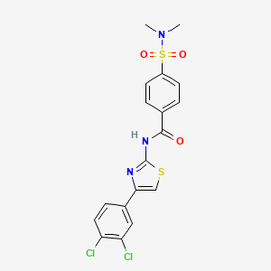 molecular formula C18H15Cl2N3O3S2 B2356920 N-[4-(3,4-dichlorophenyl)-1,3-thiazol-2-yl]-4-(dimethylsulfamoyl)benzamide CAS No. 306289-54-3