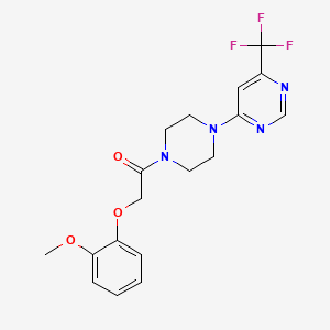 2-(2-Methoxyphenoxy)-1-(4-(6-(trifluoromethyl)pyrimidin-4-yl)piperazin-1-yl)ethanone