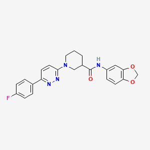 molecular formula C23H21FN4O3 B2356924 N-(苯并[d][1,3]二氧杂环-5-基)-1-(6-(4-氟苯基)哒嗪-3-基)哌啶-3-甲酰胺 CAS No. 1105214-04-7