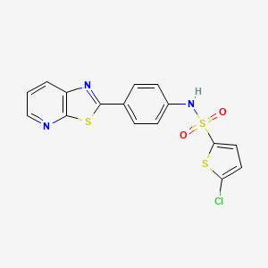 molecular formula C16H10ClN3O2S3 B2356929 5-chloro-N-[4-(2-thiazolo[5,4-b]pyridinyl)phenyl]-2-thiophenesulfonamide CAS No. 863594-51-8