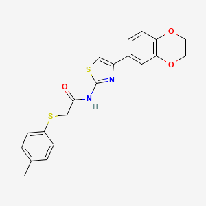 molecular formula C20H18N2O3S2 B2356930 N-[4-(2,3-dihydro-1,4-benzodioxin-6-yl)-1,3-thiazol-2-yl]-2-[(4-methylphenyl)sulfanyl]acetamide CAS No. 895456-06-1