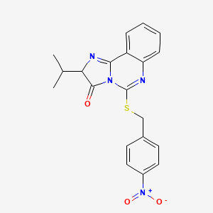 molecular formula C20H18N4O3S B2356938 2-异丙基-5-[(4-硝基苄基)硫代]咪唑并[1,2-c]喹唑啉-3(2H)-酮 CAS No. 1023550-42-6