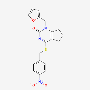 molecular formula C19H17N3O4S B2356941 1-(furan-2-ylmethyl)-4-[(4-nitrophenyl)methylsulfanyl]-6,7-dihydro-5H-cyclopenta[d]pyrimidin-2-one CAS No. 899957-75-6