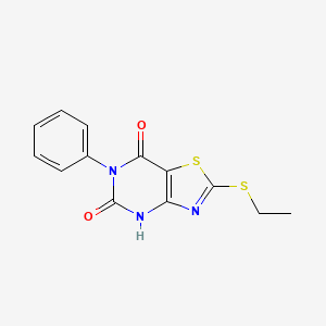 molecular formula C13H11N3O2S2 B2356943 2-(ethylthio)-6-phenyl[1,3]thiazolo[4,5-d]pyrimidine-5,7(4H,6H)-dione CAS No. 1334494-44-8